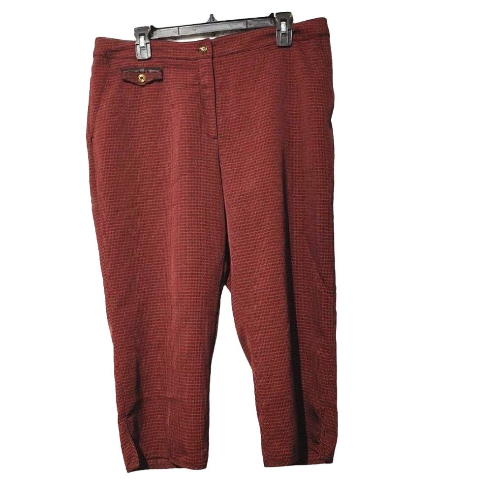 EP Pro Golf Capri Cropped Pants High Rise Checkered Plaid Red Black Womens Sz 14